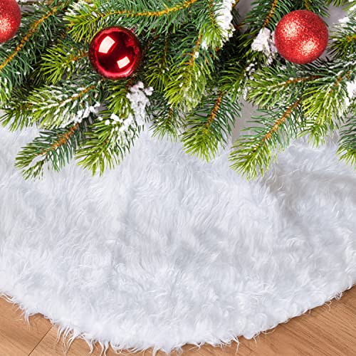 SEASHORE TREE Weihnachtsbaumdecke Weihnachtsbaum Rock Plüsche Weiche Decke Schneeflocken Christbaumständer Weihnachtsbaumteppiche(Weiß 120cm) Cover