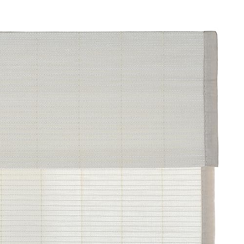 Image of TWOPAGES Cordless Flax Bamboo Blind Custom Made Roman Shade for Indoor Windows No Drill Light Filtering Blackout Roman Window Shade, Eggshell, 1 Piece