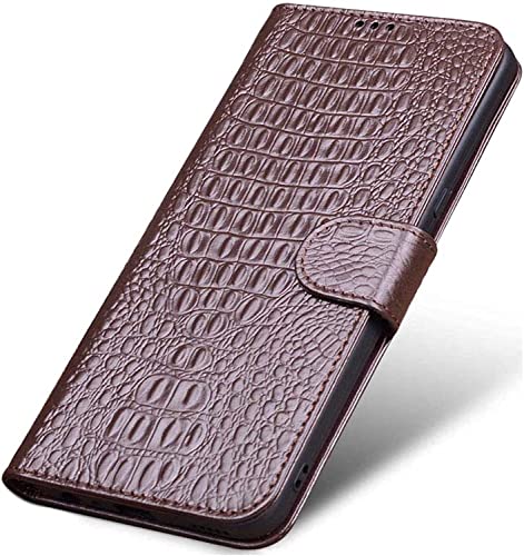 Étui en cuir crocodile marron pour iPhone 14 Pro Max chic