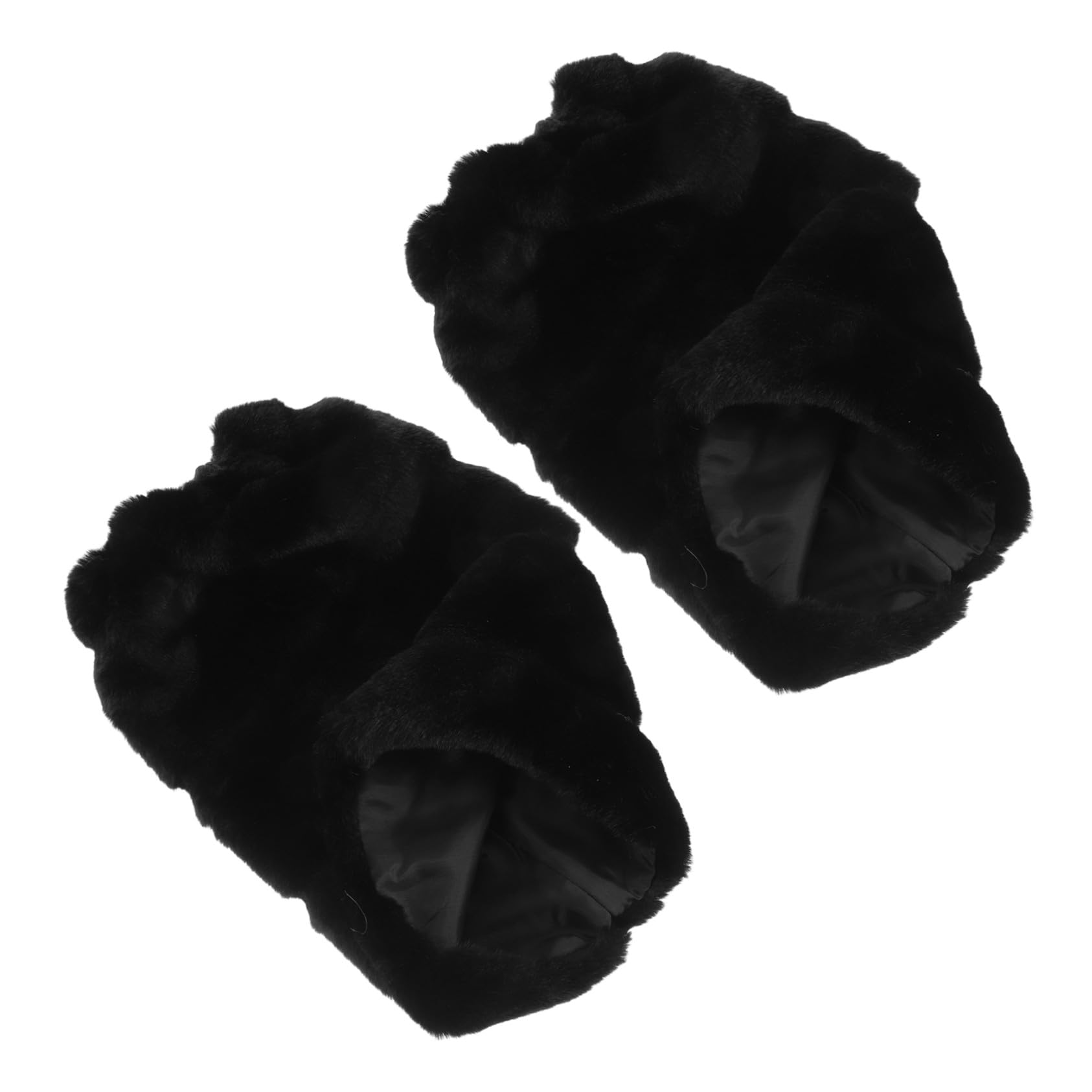 SOLUSTRE Guêtres en Fausse Fourrure Femme 30cm, Noires, 1 Paire