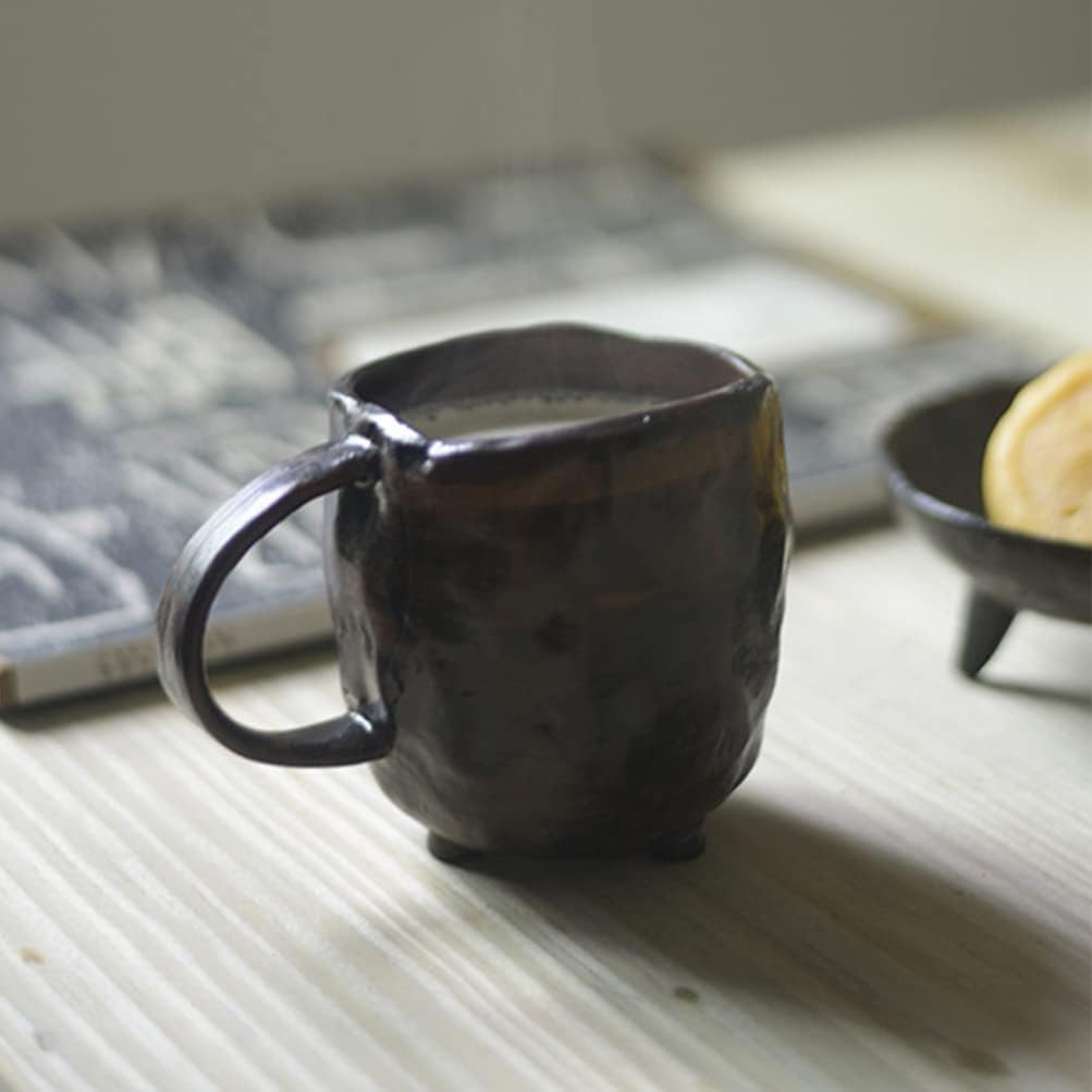 BESTonZON Rustic Ceramic Coffee Mug Handcrafted Japanese Style Pottery Cup for Milk Tea Water 3.3 Inch Tall 2.8 Inch Diameter - Image 6