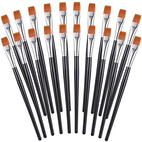 20 Pcs Flat Acrylic Paint Brush Wide Paint Brushes Watercolor Quality