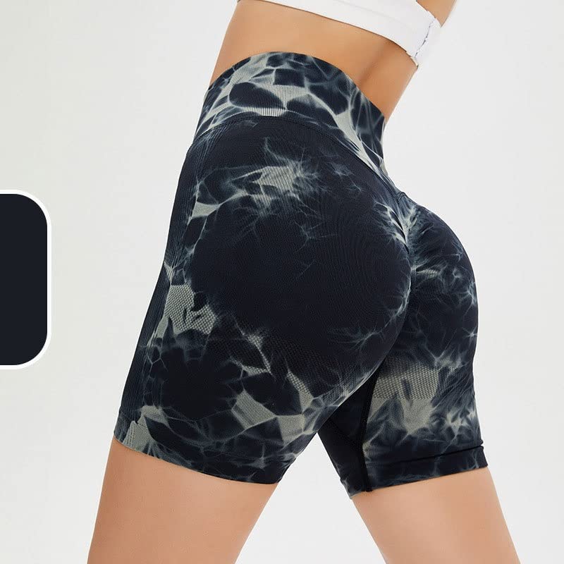 Leggings cortos tie dye para mujer mallas deportivas de cintura alta para yoga y running CLSDRZC 5