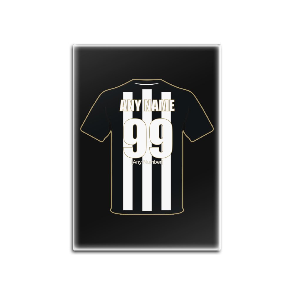 Unigift Black Personalised Gift - Notts County Glass Fridge Magnet (Football Club Design Theme, Colour Options) - Any Name/Message On Your Unique - The Magpies