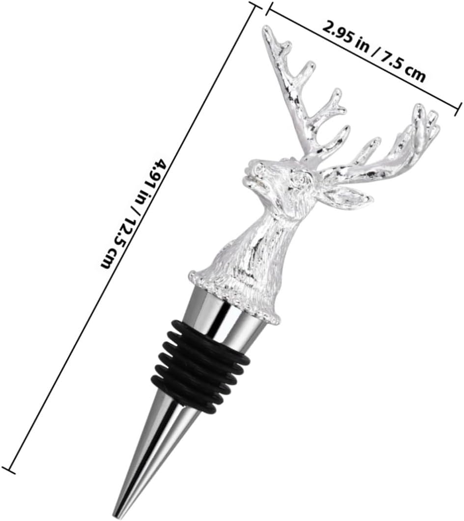Deer Head Wine Stopper Alloy Bottle Plug for Wine Bottles Reusable Seal Preserver for Home Bar Kitchen Dining