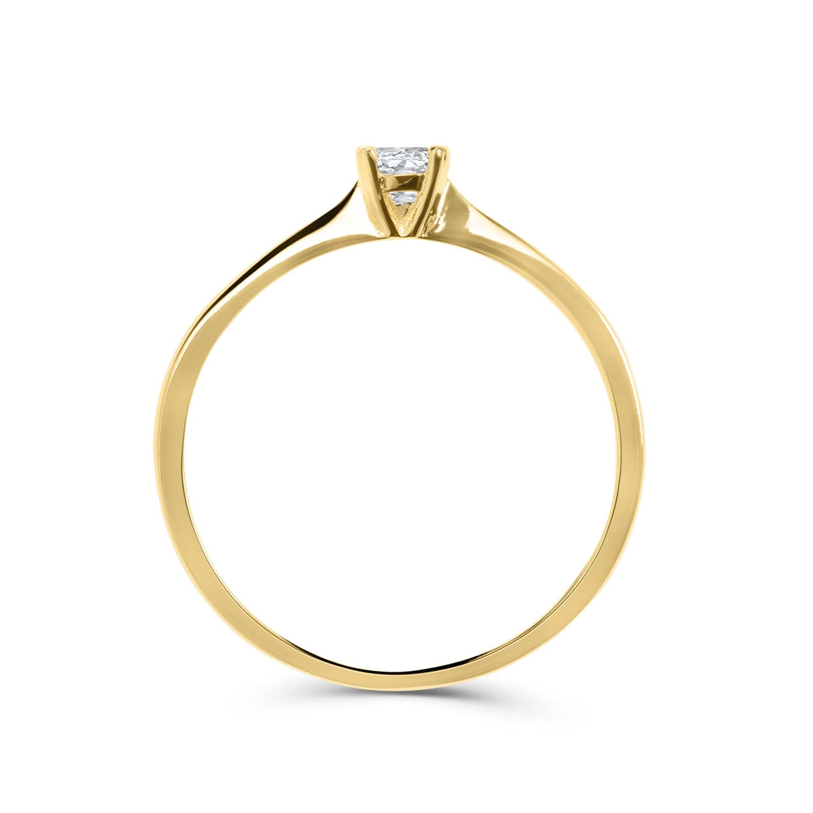 Damen-Solitärring aus 925er Silber, 18 Karat vergoldet, mit Zirkonia, Sterling Silber