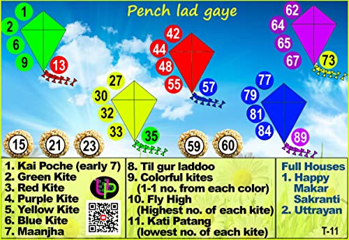 Image of Makar Sakranti Tambola Tickets - Pench Lad Gaye Theme (English) | Bingo Housie Game for Kitty Party Fun | Celebrate with Interactive Housie Cards (Set of 15 Tickets) for All Ages