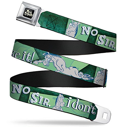 Buckle-Down Seatbelt Belt - Mr. Horse Sketch Poses NO SIR, I DON'T LIKE IT! Greens - 1.0