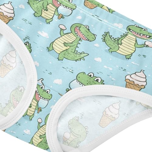 ZZKKO Cartoon Crocodile Ice Cream Girls Underwear Toddler Panties for Girls Comfort Brief Size 2-8T3