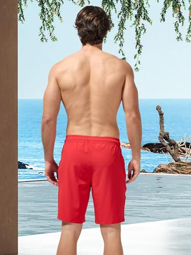 Arcweg Mens Swim Trunks Red with Compression Liner 2 in 1 Quick Dry Samill Swim Shorts Bathing Suits Beach Shorts wih Ziper Pockets - image 3