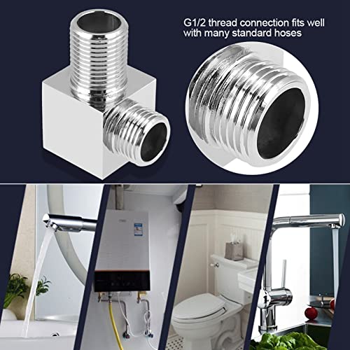 VIFERR Wall Outlet Elbow G1/2 Solid Brass Square Hand Shower Outlet Elbow Handheld Shower Hose Connector for Home Bathroom Hotel - Image 3