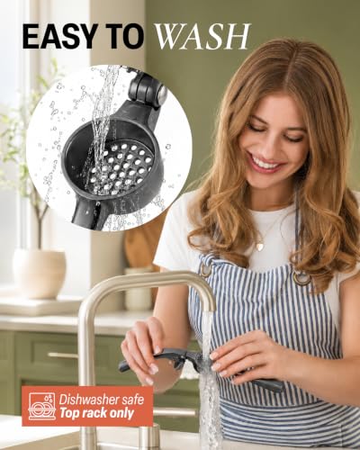 Image of Zulay Kitchen Premium Garlic Press Set - Rust Proof Professional Garlic Mincer Tool - Easy-Squeeze, Easy-Clean with Soft, Ergonomic Handle - Silicone Garlic Peeler & Brush-Dark Gray
