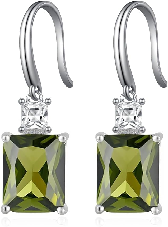 Sterling Silver Birthstone Earring For Woman -Dangle Earrings Jewelry Birthday Gifts for Women,Girlfriend,Wife,Mom - Graduation, Friendship,Birthday, Anniversary