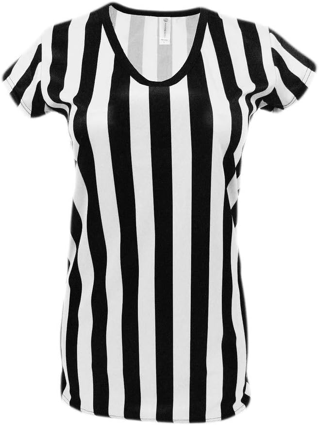 Women's Referee V-Neck Shirt Striped Top Halloween Costume Official Ref Uniform
