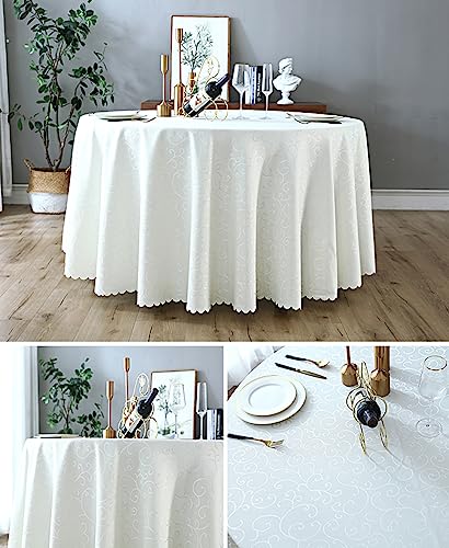 BHOMTY Round Tablecloth Hotel Tablecloths Ideal for Home Events, Conferences Beige Diameter 240 cm, 94.5 inch (Round) - Image 3