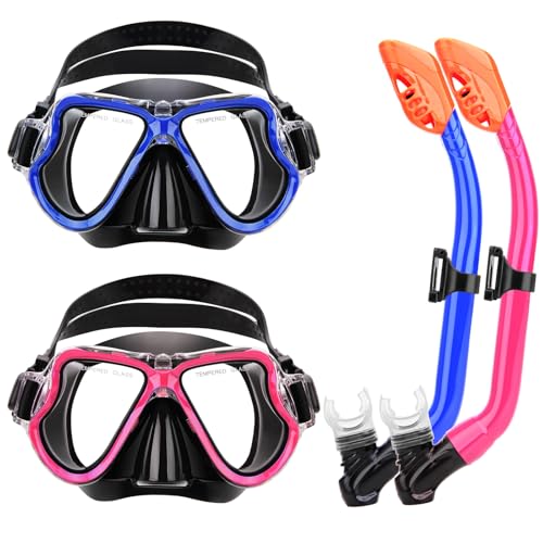 CTSAYTL Kids Snorkel Set for Ages 6-14, Snorkeling Gear for Kids with Dry Top Snorkel Anti-Leak Anti-Fog Panoramic 180° Clear View Tempered Glass Snorkel Mask, Childs Youth Junior Snorkeling Package