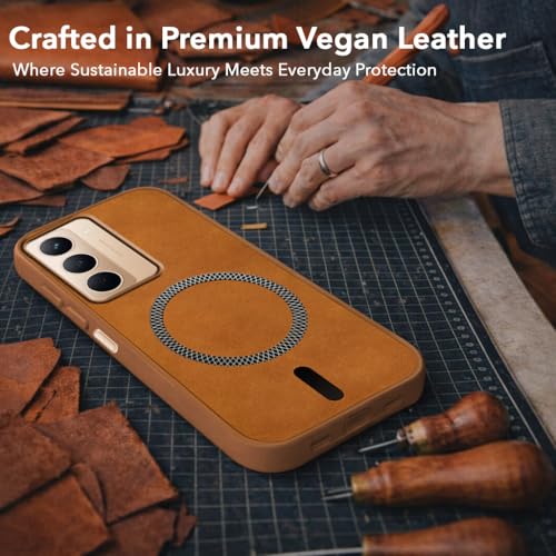 Image of Jkobi Leather Finish Back Cover Case for Realme P3x (MagSafe Compatible Wireless Charging | Soft Touch | Camera Bump Protection)