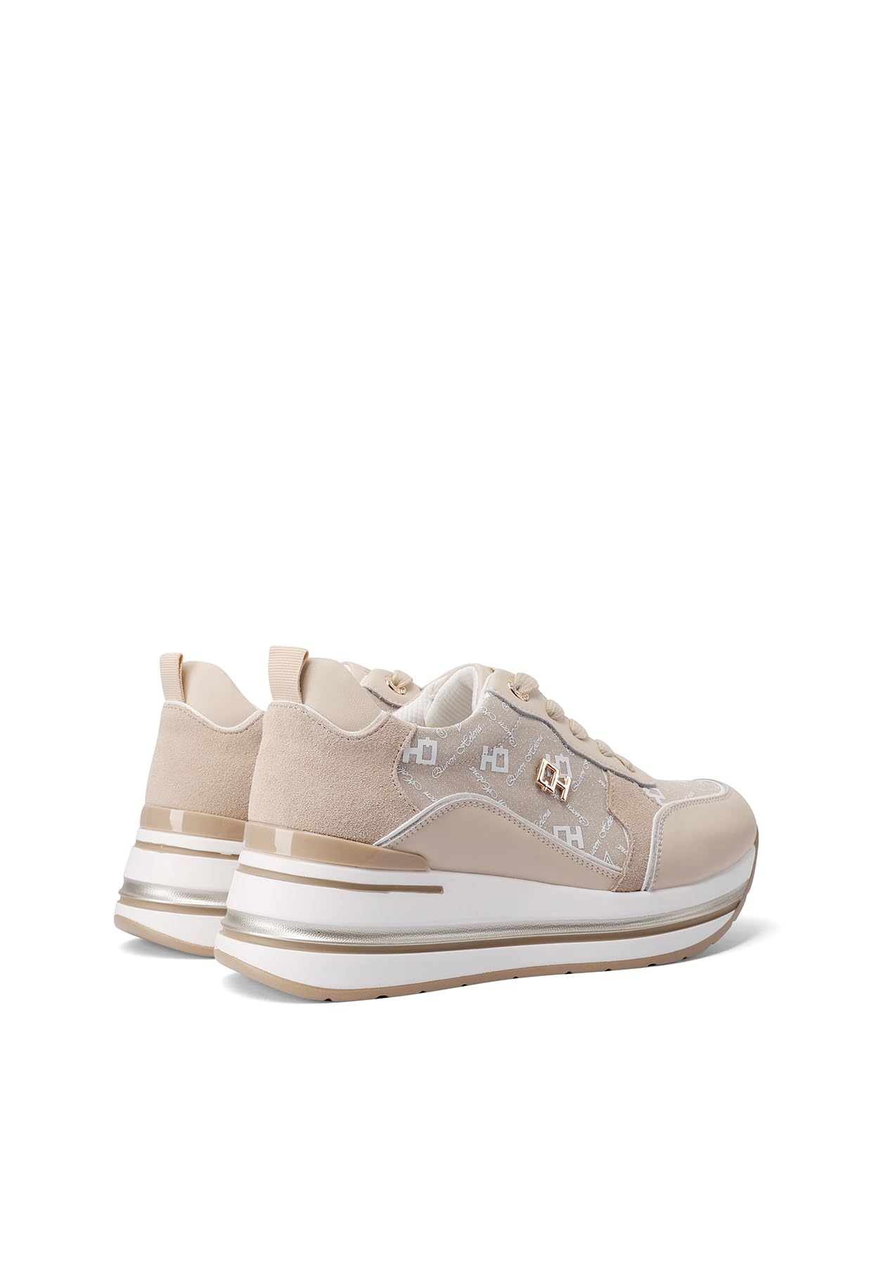 QUEEN HELENA Sneakers in Vera Pelle con Zeppa Scarpe da Ginnastica Casual Donna QH9012