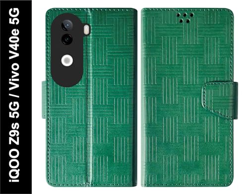 Image of SBMS Flip Cover for iQOO Z9s 5G / Vivo V40e 5G Back Cover Case with Magnatic Closure | Inbuilt Stand | Card & Money Pocket (Mat Green)