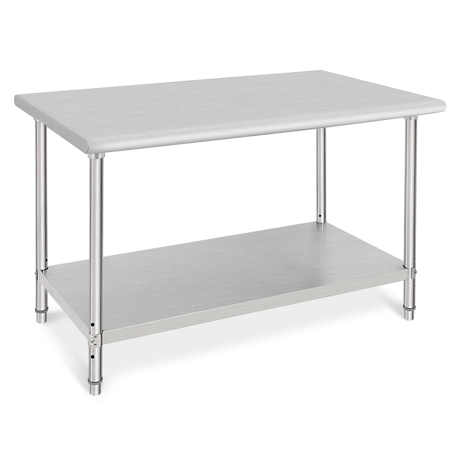Mesa de preparación de catering de acero inoxidable resistente, estante inferior ajustable y ruedas, 48 x 30 x 35 pulgadas, ideal para restaurantes, catering, talleres y cocinas domésticas