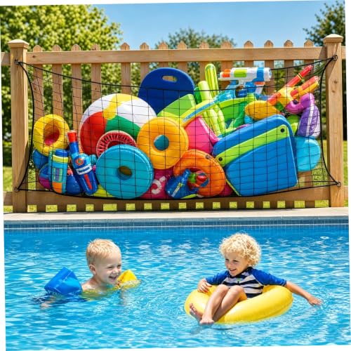 Red de almacenamiento para flotadores de piscina negra con diseño transpirable de 71 pulgadas 5