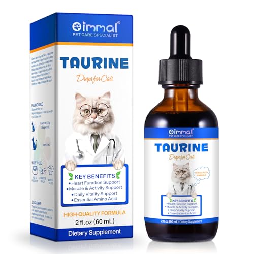 Taurin Tropfen für Katzen 60ml - Hochdosiertes Flüssiges Taurin für Herzfunktion & Sehkraft - Essentieller Futterzusatz für Barf Nass- & Trockenfutter - Ohne künstliche Zusätze - Hohe Akzepta