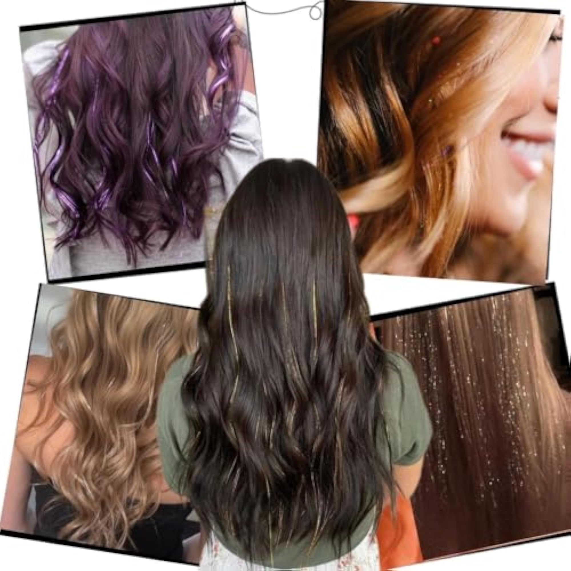 4pcs Clip-In Hair Tinsel Extensions for Women