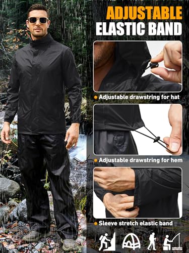 Waterproof Rain Jacket for Men, Lightweight Rain Gear, Packaged Golf Raincoat with Hood, Suitable for Travel, Fishing4