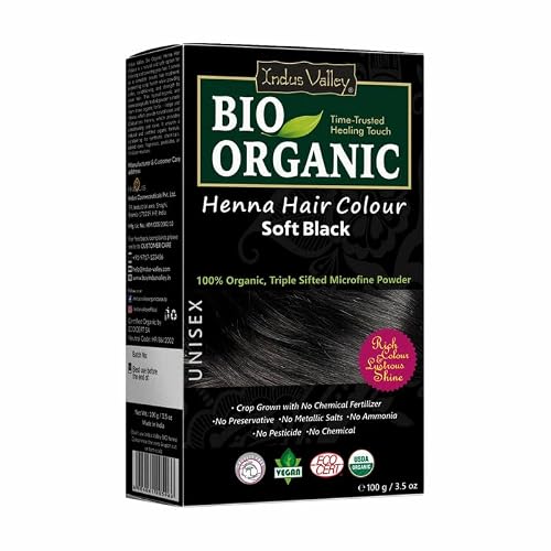 INDUS VALLEY 100% Organic Henna Hair Color (Soft Black)-100 g Pack of 1