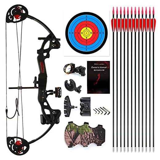 Lanneret Compound Bow and Archery Sets - Right Hand Archery Compound Bows 15-29 lbs Draw Weight Adjustable for Youth and Beginners，Hunting Bow Kit for Beginner