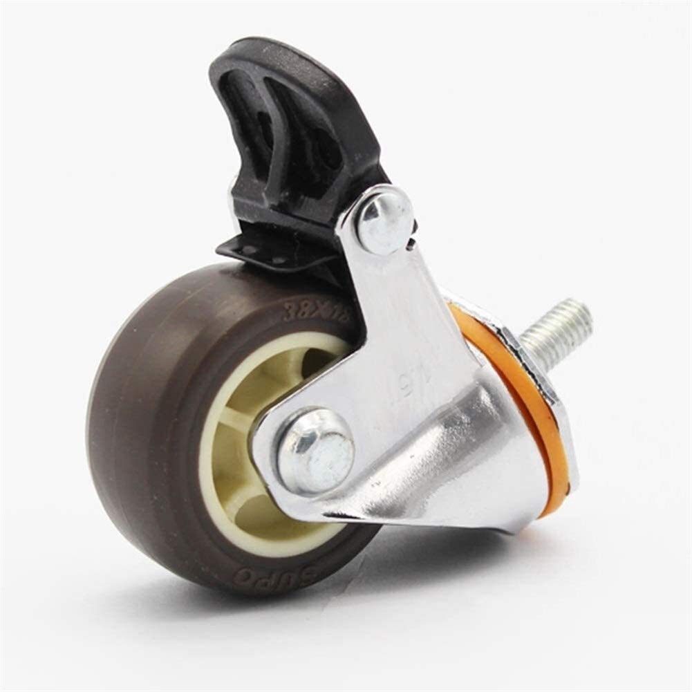 4pc Gummi Swivel Rad Castor Räder □ 38mm, M6-Gewindebolzen, mit Bremsmöbelrollen, Mute, for Trolley, Air Box 1.5 Zoll-Schraube M6 Gummi Universal-Rad mit Brems 6mm Super-Quiet-Blumenregal