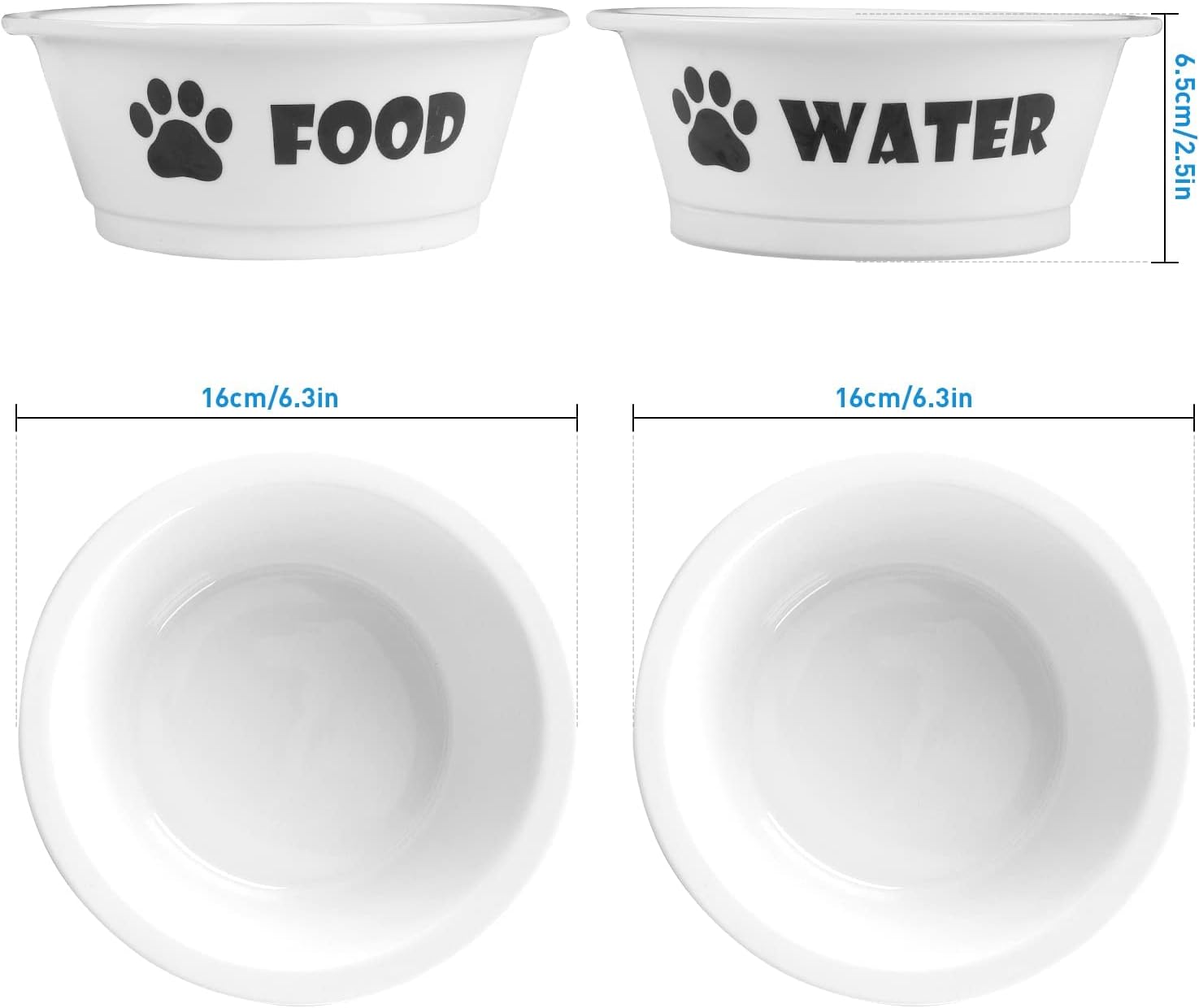 FOREYY Raised Pet Bowls for Cats and Small Dogs, Bamboo Elevated Dog Cat Food and Water Bowls Stand Feeder with Ceramic Bowls and Anti Slip Feet(Small)