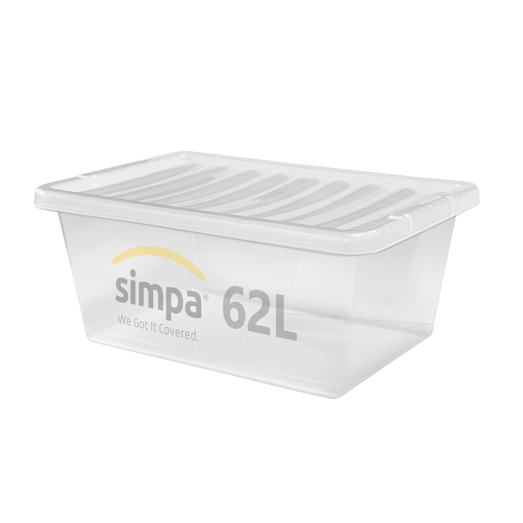simpa 62 Litre 62L Stackable Plastic Storage Box with Clear Lids
