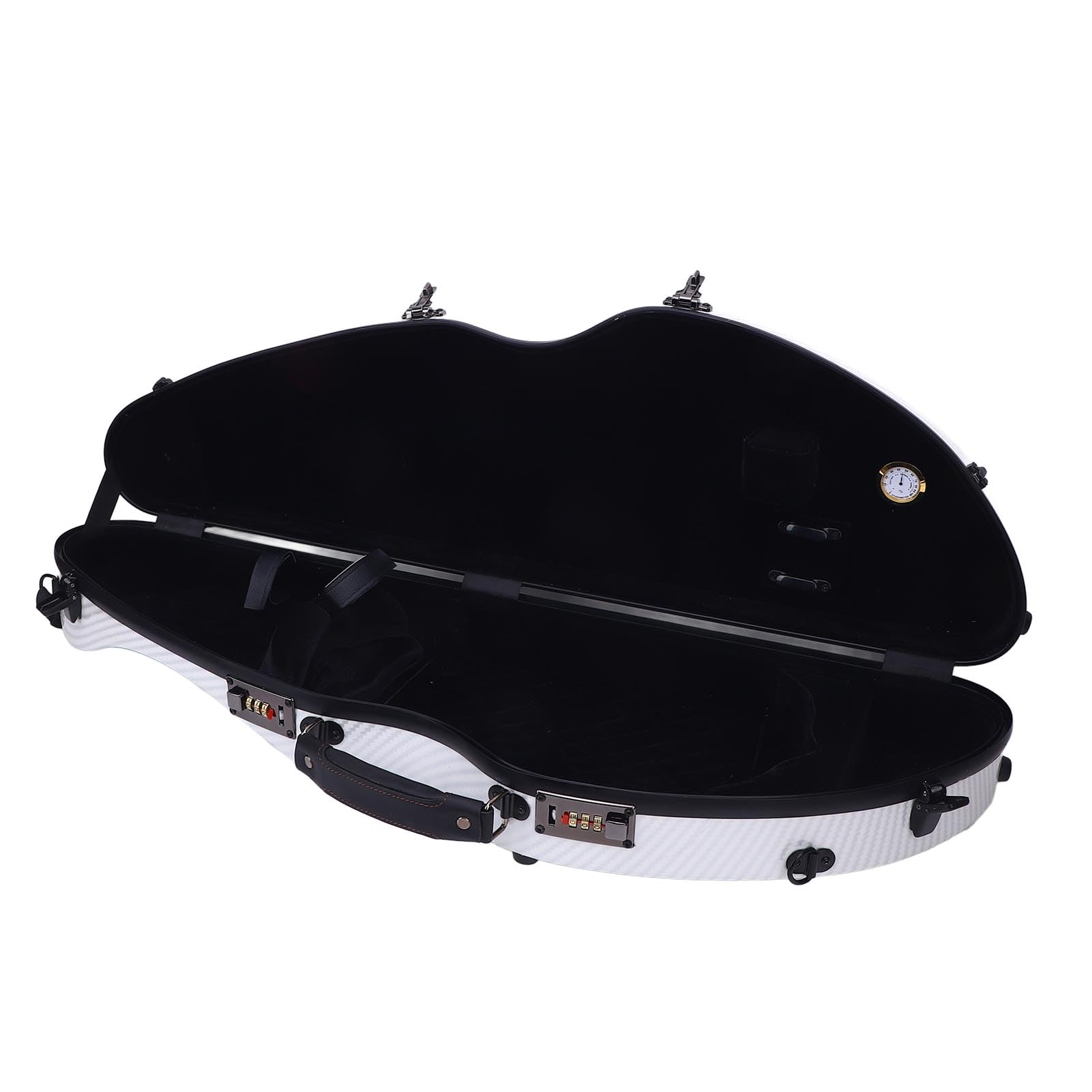 Alomejor Custodia Rigida per Violino Elegante in Fibra di Carbonio da 4/4 con Doppio Cinturino Igrometro Incorporato per Violinisti a Grandezza Naturale Bianco