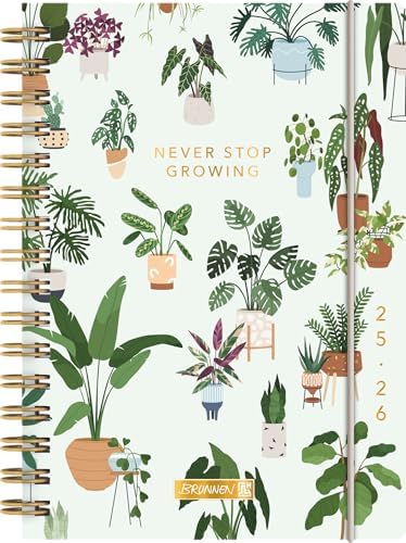 BRUNNEN Schülerkalender (2025/2026) "Little Plants", 1 Seite = 1 Tag, A5, 352 Seiten, PP-Umschlag, mehrfarbig