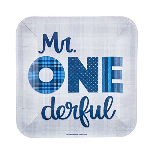 Mr. One-Derful Small Plates Birthday Party Boys Kids Party Supplies 10 Count