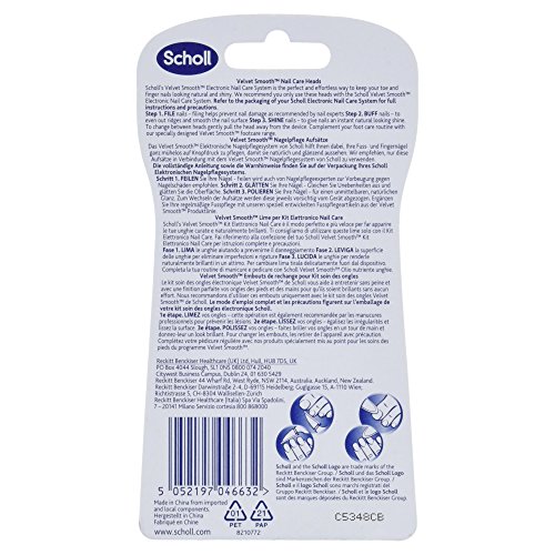 Scholl Velvet Smooth Elektronisches Nagelpflegesystem Ersatzfeilen mit 3 Aufsätze, 1 Stück