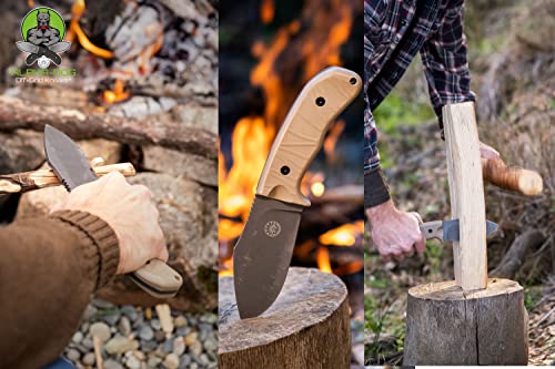 Off-Grid Knives - Alpha-Dog Coyote, Heavy Duty Fixed Blade Knife, 5Mm Thick Cryo D2 Blade Steel, Full Tang, G10 Scales & Xl Handle (Coyote) #TOP3