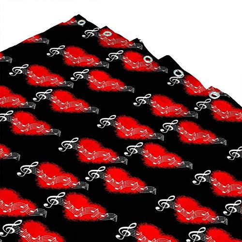 Rideau de douche notes de musique anti projection eau polyester lavable 182x183cm