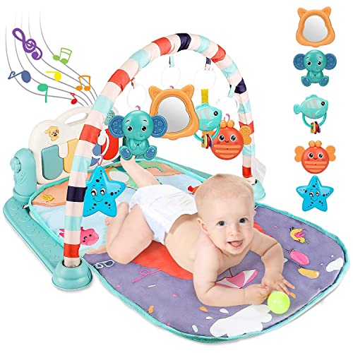 TOY Life Baby Gym Play Mat for Baby Tummy Time Mat - Play Gym Kick and Play Piano Gym Baby Activity Mat for Baby - Baby Toys 0-3 3-6 Months Baby Floor Mat Activity Center for Newborns Infants Toddlers