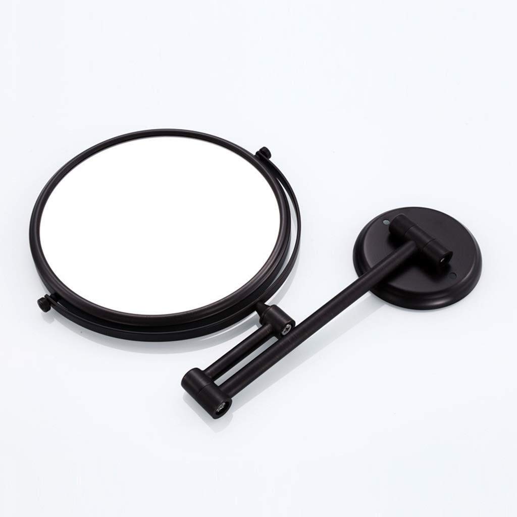 Miroir de maquillage noir double miroir de salle de bain mural pliant x3