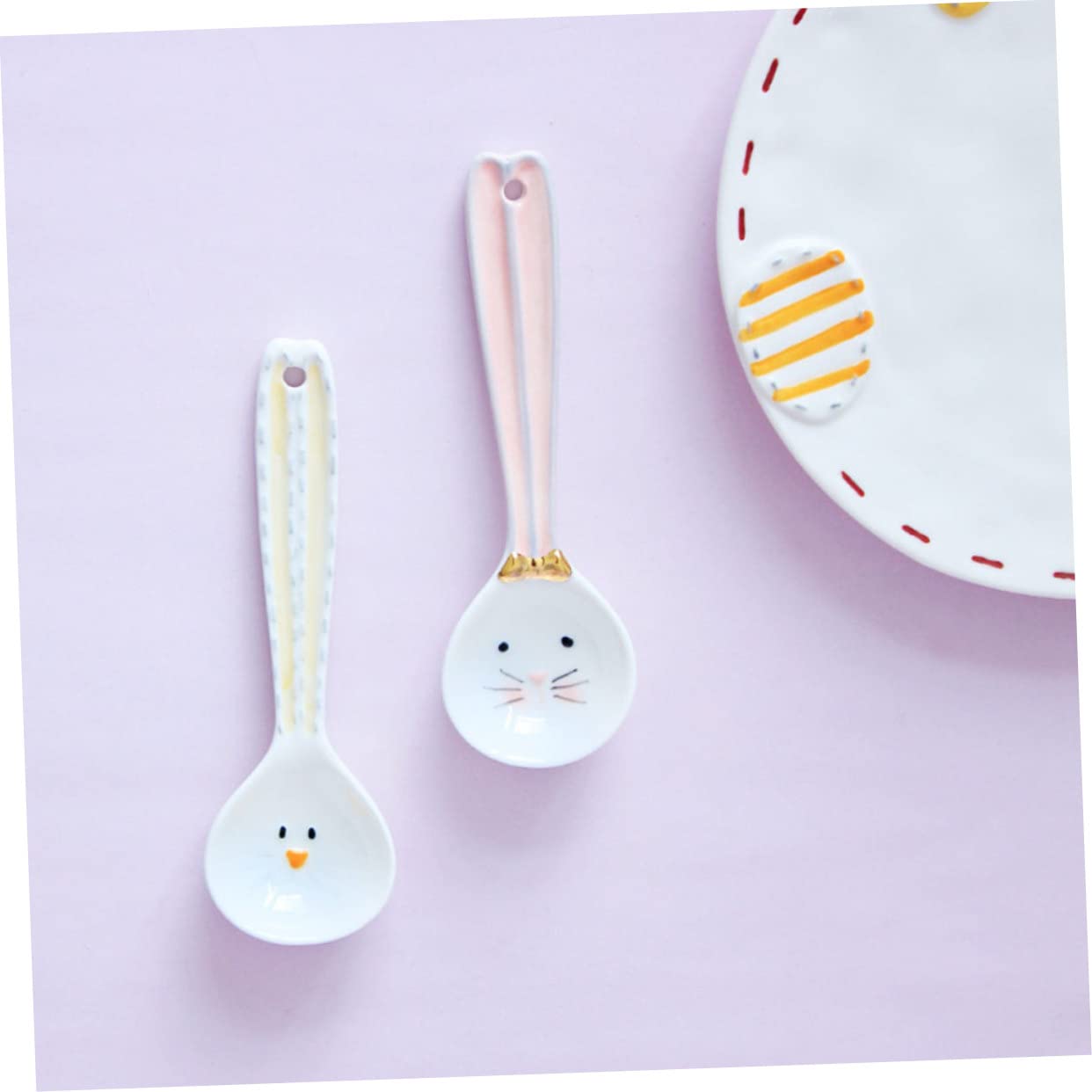 Amosfun 4 Pz cucchiaio di ceramica cucchiaini da tè mestolo da portata cucchiaio per mescolare cocktail caffè espresso bar spoon palettine caffe da pasto di porridge
