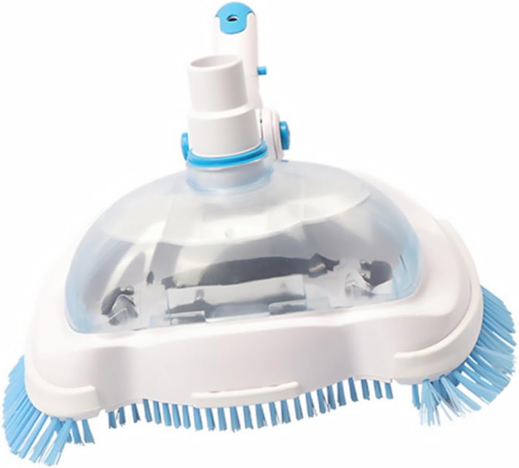 TEHAUX Professional Pool Vacuum Brush Head with Transparent Cover Plastic Swimming Pool Cleaning Suction Tool High-Efficiency Smooth Bottom Design for Tile Cleaning