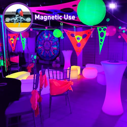 Image of Rechargeable LED Black Light, Battery Powered Portable Blacklight, 400nm LED Flood Light Black Lights, Neon Glow Party, Blacklight Catfishing, Halloween, Glow in The Dark Decoration 1 Pack
