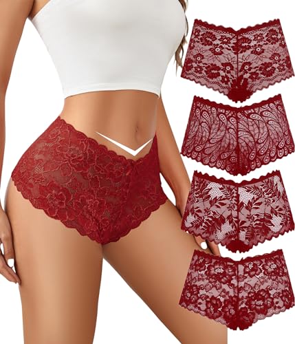 Image of Avidlove Women's Underwear Lace Boyshort Panties High Waist Cheeky Panty