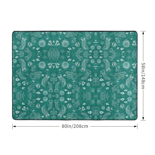 Tapis de salon dauphins et mer 203x147 cm pour table basse - 4