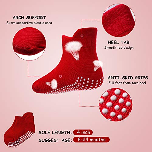 SATINIOR 12 Pairs Newborn Baby Mittens and Socks Set Baby Mittens No Scratch Cotton Gloves Non Slip Ankle Socks 0-6 Months2