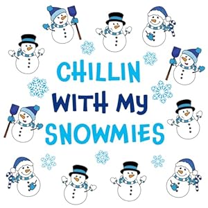 Whaline 52Pcs Winter Snowman Cutouts Christmas Snowman Snowflake Cutouts Winter Chillin with My Snowmies Bulletin Board Decor Blue White Snowman Holiday Party Cutouts for School Classroom Decor