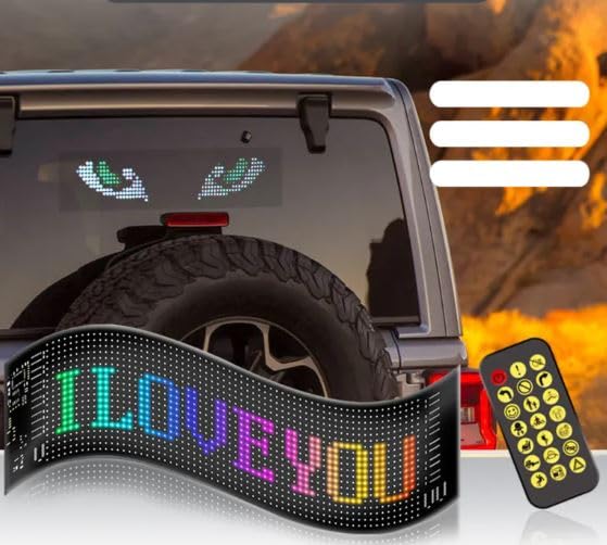 Image of Cloudsale LED Sign Car Bluetooth App LED Matrix Pixel Panel Night Light DIY Programmable Flexible LED Display for Car, Shop, Hotel & Bar (16 * 64)(App Control Only) L*B (10 * 38)
