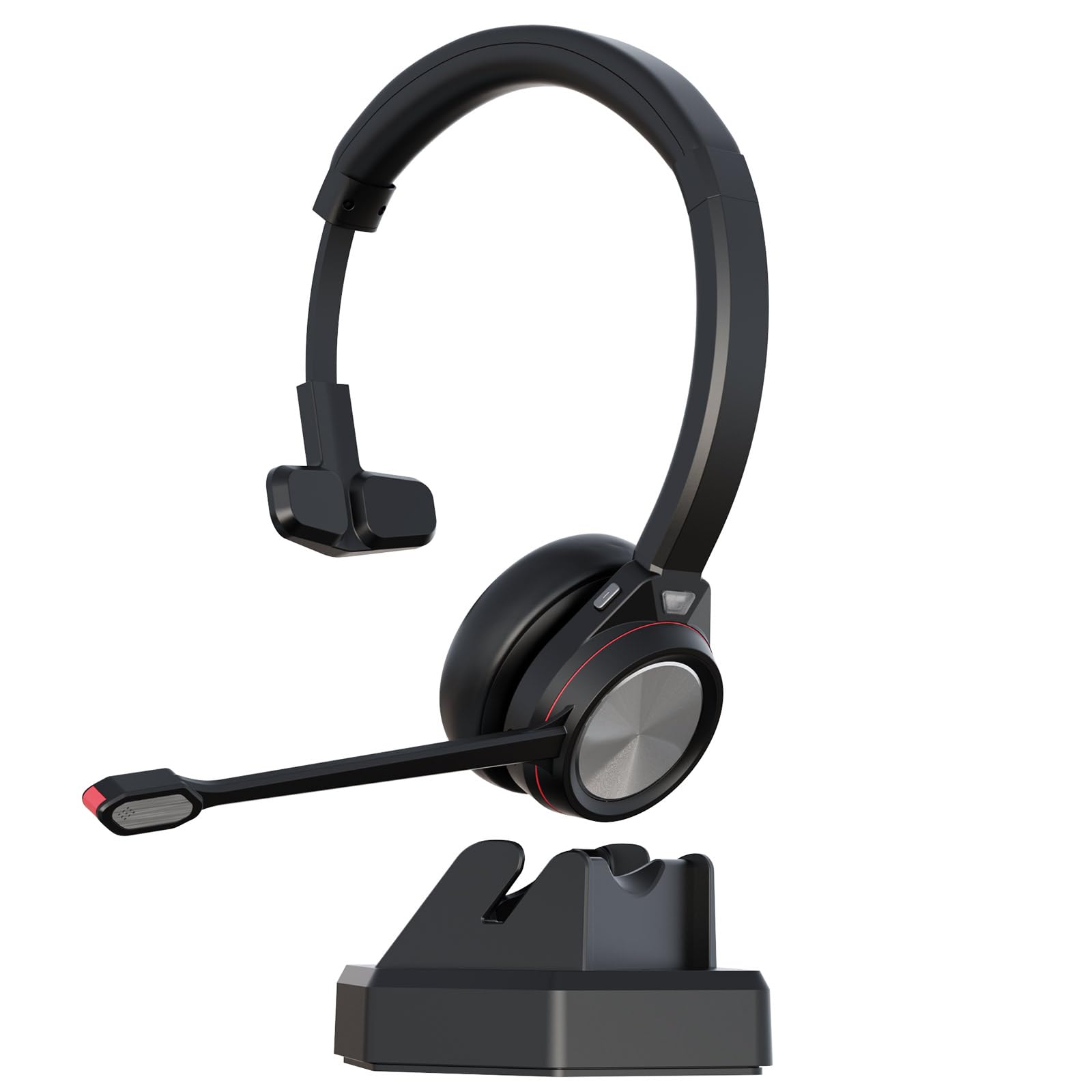 Bluetooth Headset mit Mikrofon, Wireless Headset mit USB Dongle Ladestation, Noise Cancelling Mikrofon, 40h Akku, Komfort Büro Headset für PC Laptop Callcenter Home Office Teams Zoom